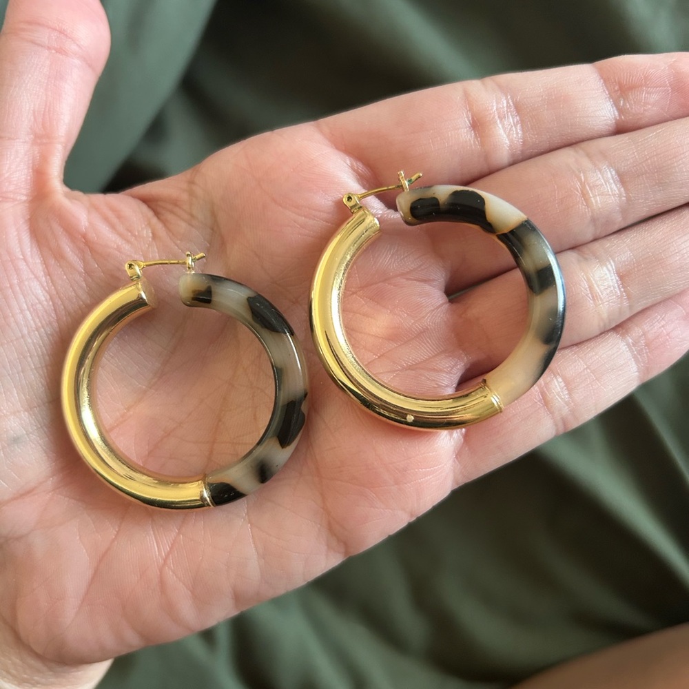 Gold and Black Hoop Earrings